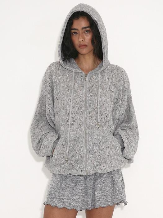 LACE BOHEMIAN HOODIE, GREY