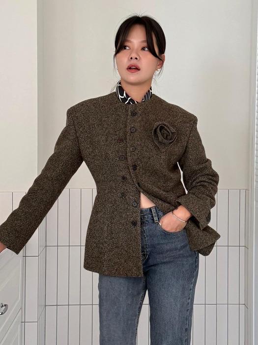 [단독]CORSAGE CLASSIC ROUND-NECK JACKET2_KHAKI