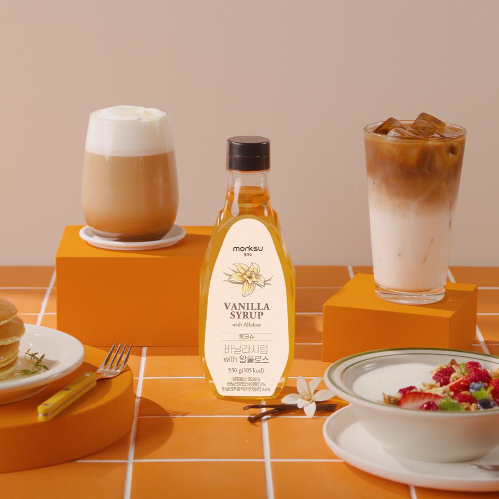 몽크슈 무설탕 저칼로리 저당 제로 바닐라 커피 시럽 530g 슈가프리 알룰로스 바닐라빈