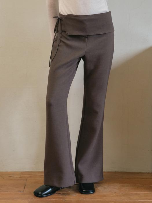 Waist wrap slim boots cut pants_Brown(O25-PT10)