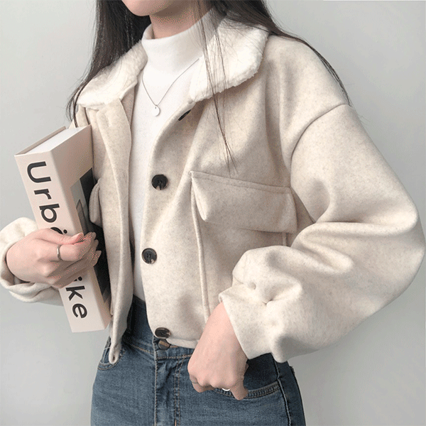 당일출고[귀욤양털카라!] 겨울찰떡 부드러운 크롭 자켓