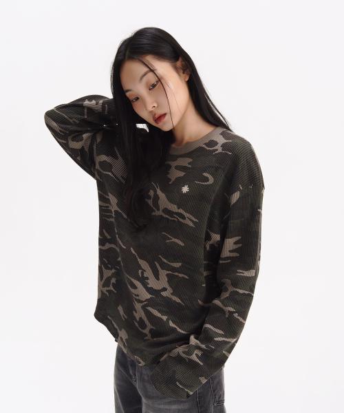핑거홀 크롭 롱 슬리브_카모(카키)