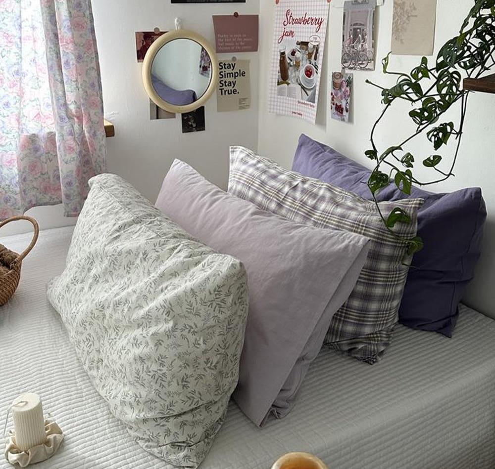 페르지아 6TYPE 예쁜 포인트 베개커버 침실 인테리어 심플한 체커보드 순면베개