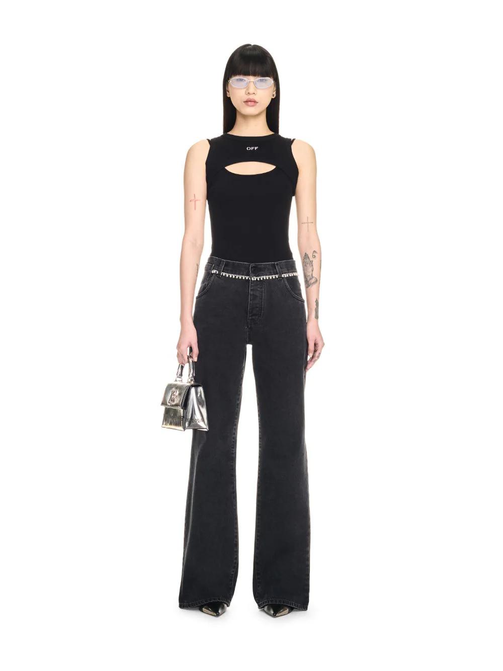 BLACK OFF STAMP RIBBED ROW TOP in black  | Off-White™ Official KR