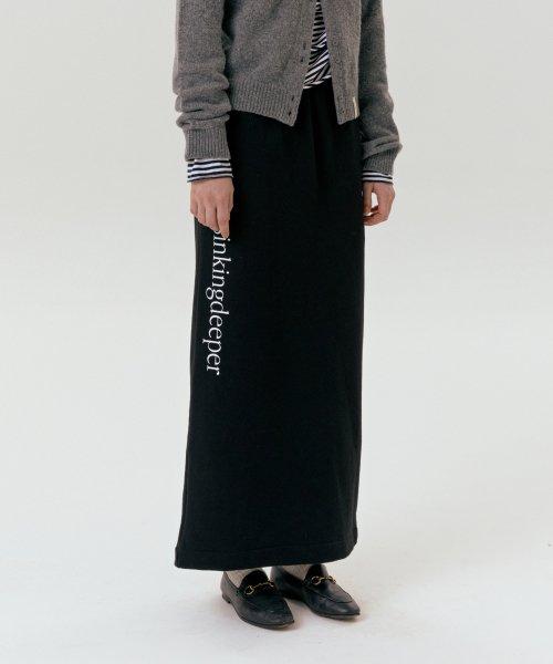 세리프 로고 스웨트 스커트 (블랙)