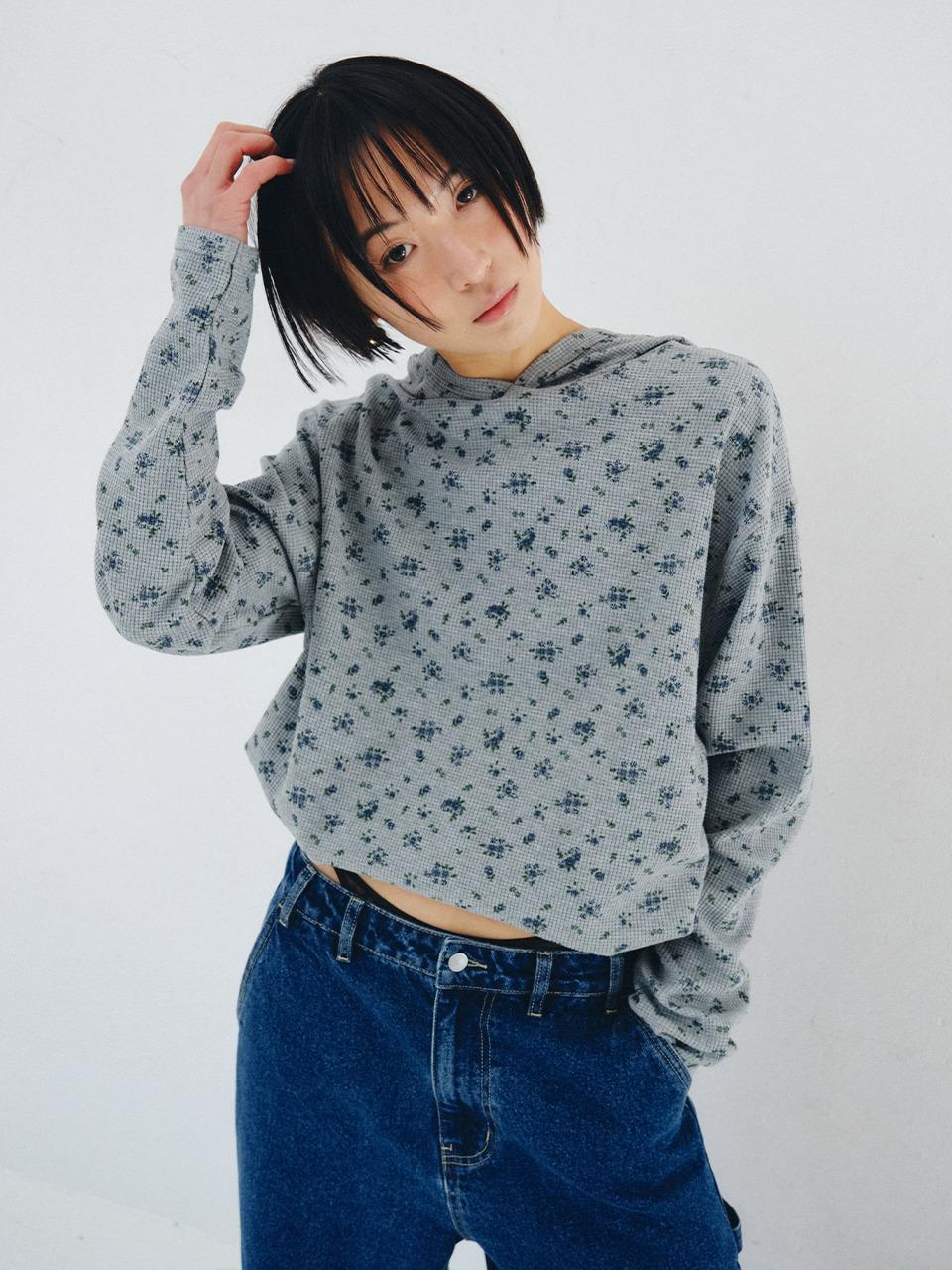 [PLZPROJECT][2차] WAFFLE HOOD, FLORAL GRAY [ 04/10 예약배송 ]