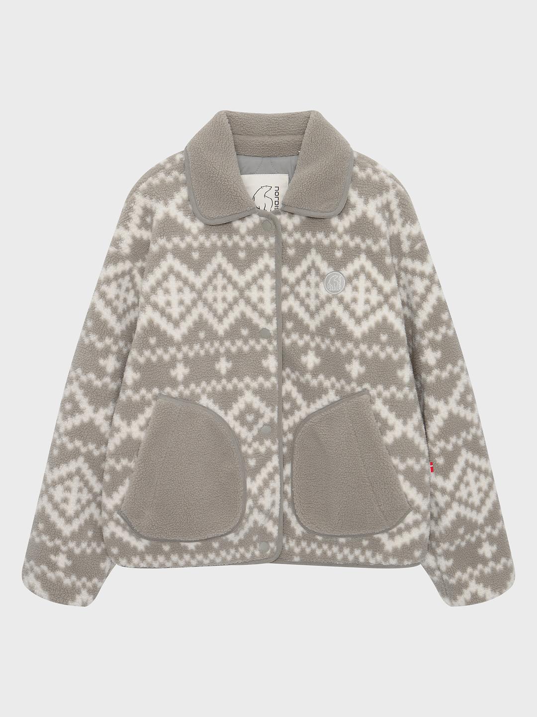 휘게 노르딕패턴 플리스 자켓 - W (Grey)