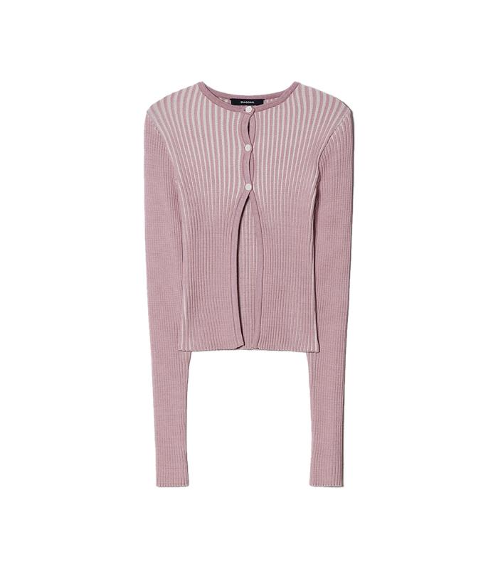 DIAGONAL : Deep Back Slit Knit (Pink)