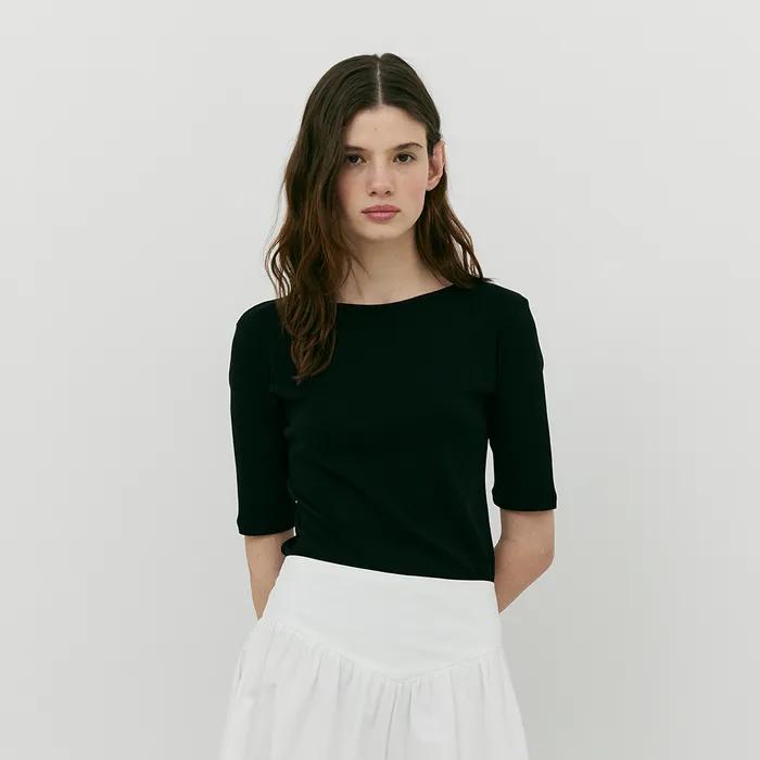 [13th] Boat Neck Half-Sleeve T-Shirt_Black