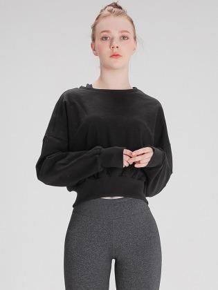 여성운동복 스웨트 크롭 맨투맨 DFW5016 블랙