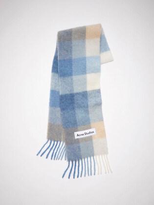 22FW 로고 모헤어 체크 머플러 블루 CA0084 CZ1