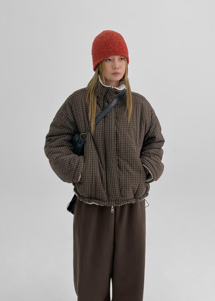 사워스 투웨이 리버시블 체크패딩