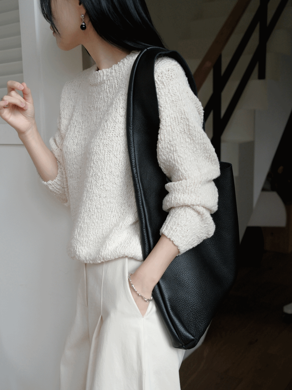 하우투러브미 모에 부클 라운드 코튼 니트_Moe knit