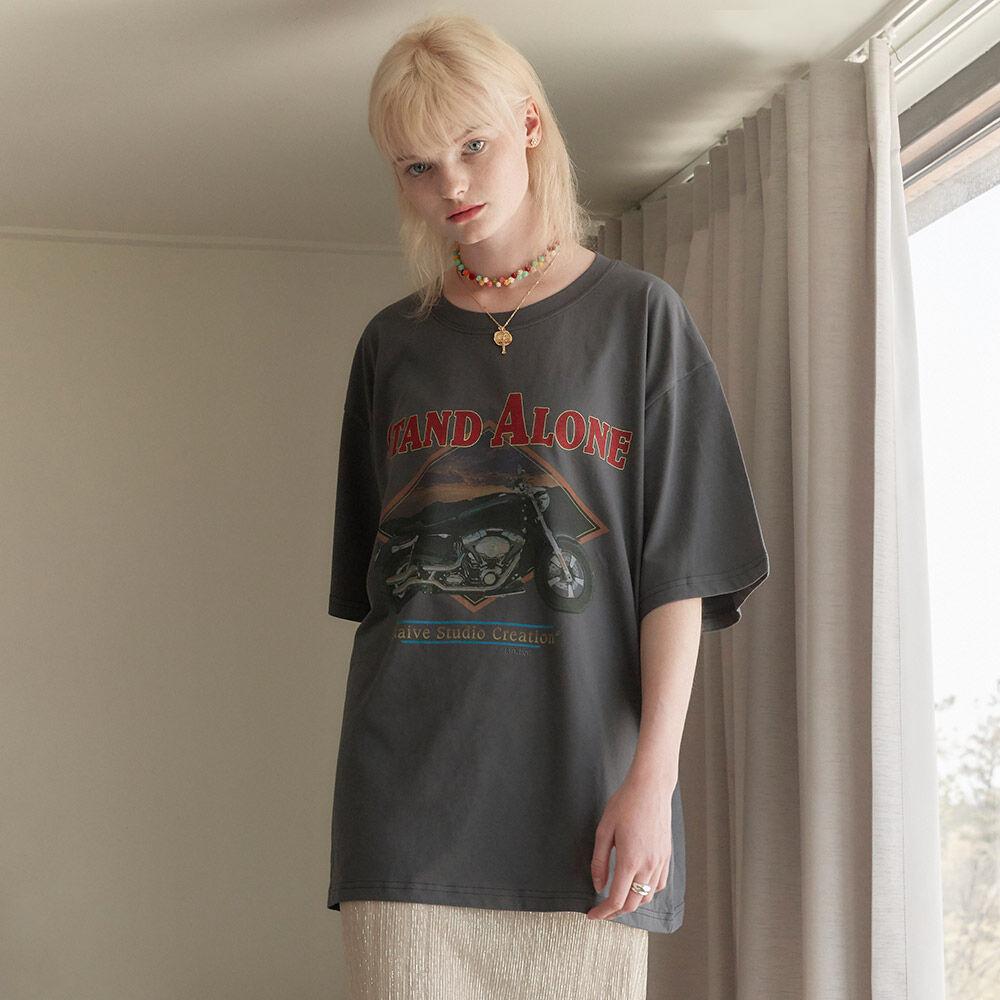 Motorcycle Print Big Tee in D/Grey_VW0ME1570