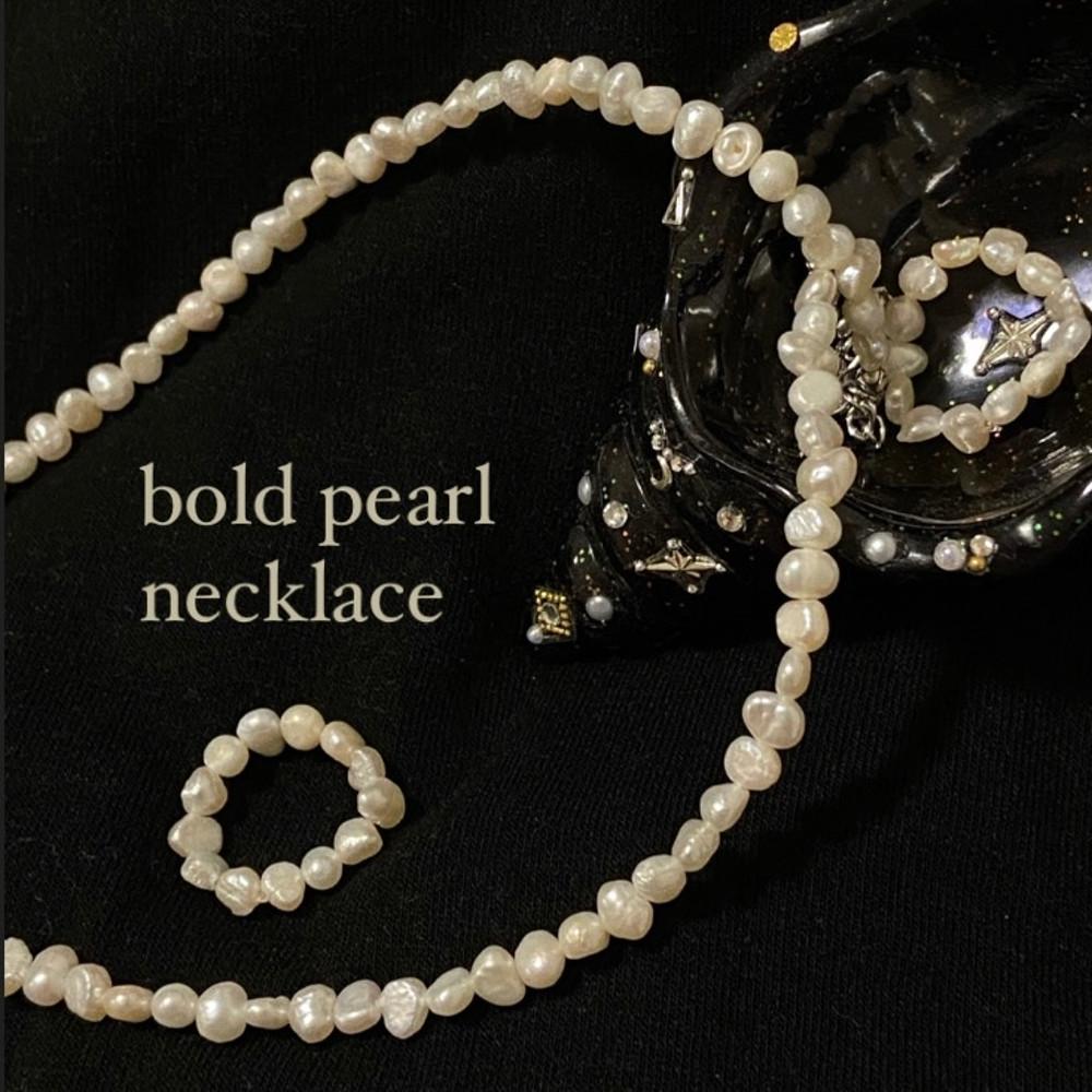 [나랑하] 볼드 담수 진주 목걸이 bold pearl beads necklace