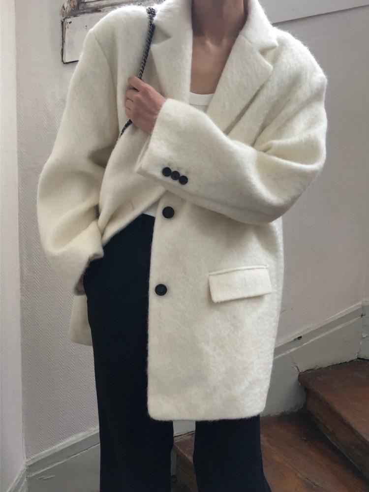 아이보리 모헤어 알파카 블레이져