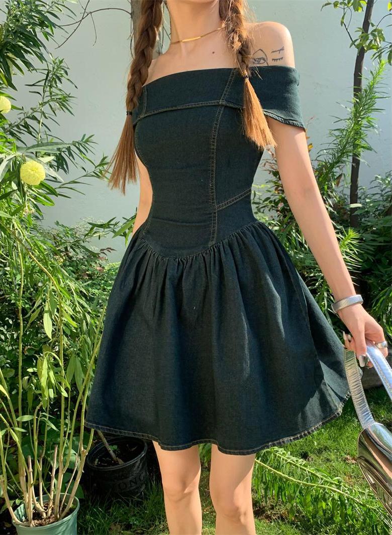 데이즐 오프숄더 데님 원피스