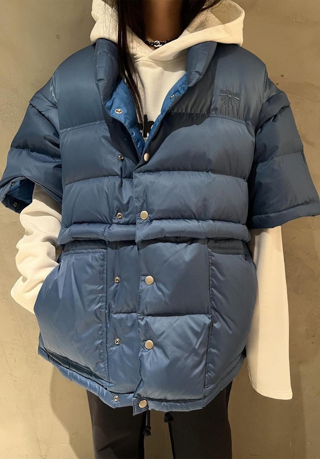 DETACHABLE-PANEL DOWN PUFFER, BLUE