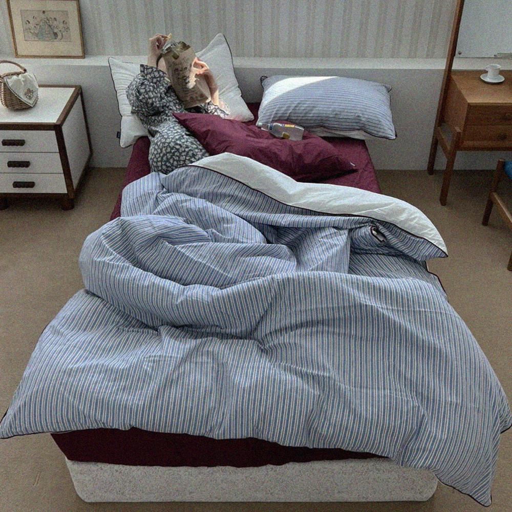 무성화 메르헨 스트라이프 60수 바이오워싱 순면 이불커버