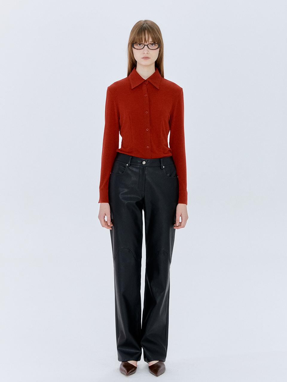 [30%OFF]Vegan Leather Wave Pants