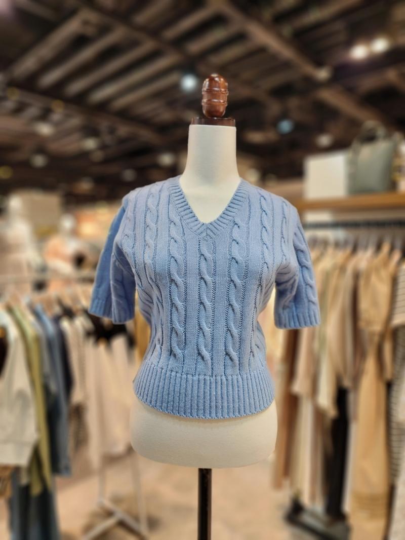 [나인스텝] (N23NW3601) (로이 V넥반팔니트)