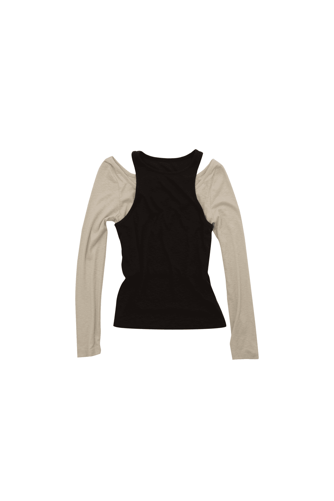 DOUBLE LAYERED TOP BROWN-IVORY