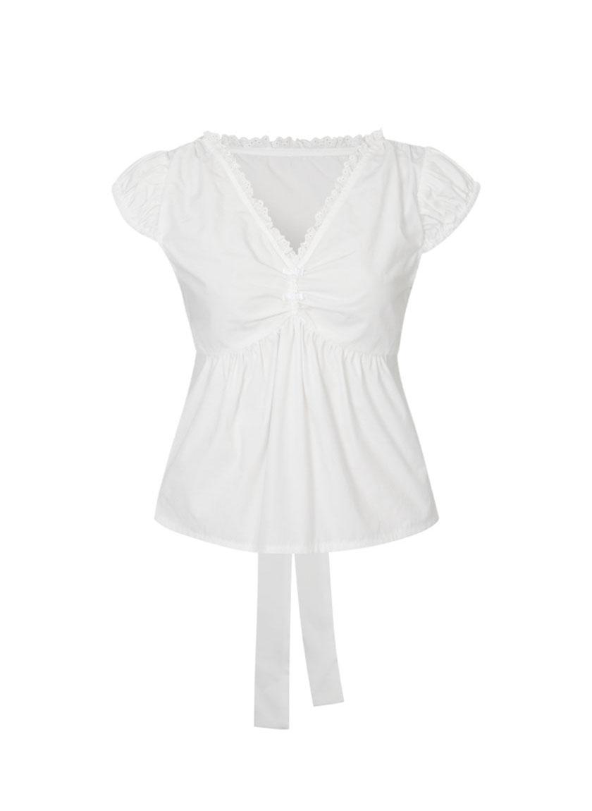 [2차] Zoey Shirring Blouse (White)