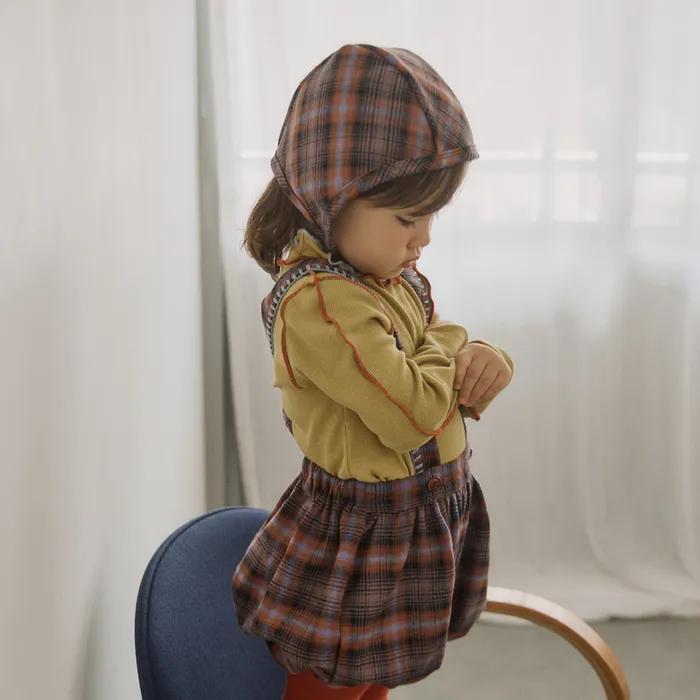 멜로 체크 오버롤 - 포그블루