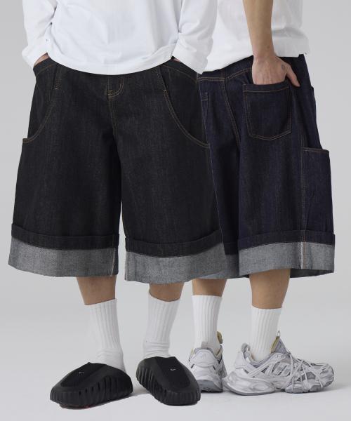 와이드 롤업 데님 버뮤다팬츠 2COLOR