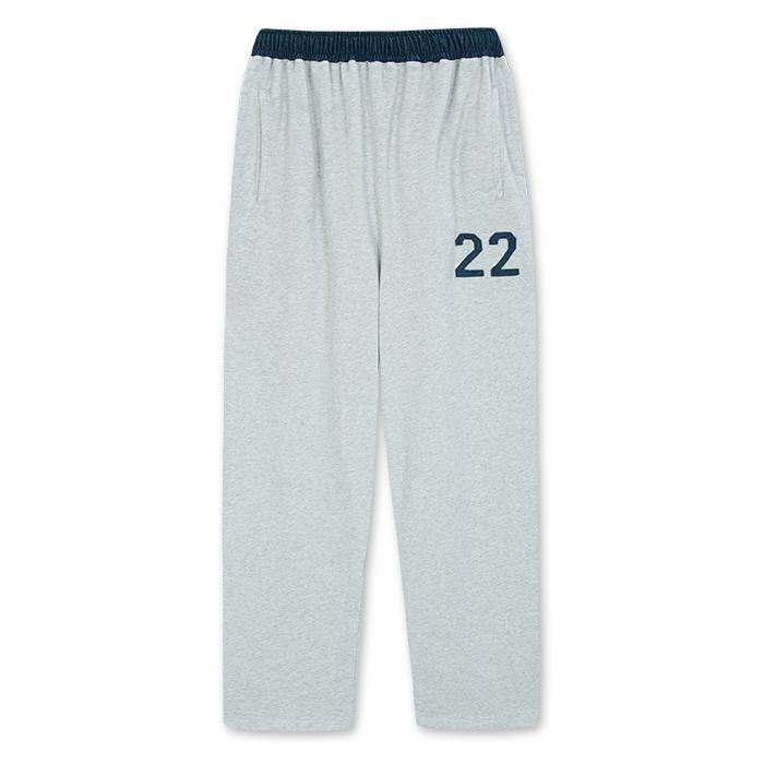 데님 패치 스웻 팬츠 화이트멜란지