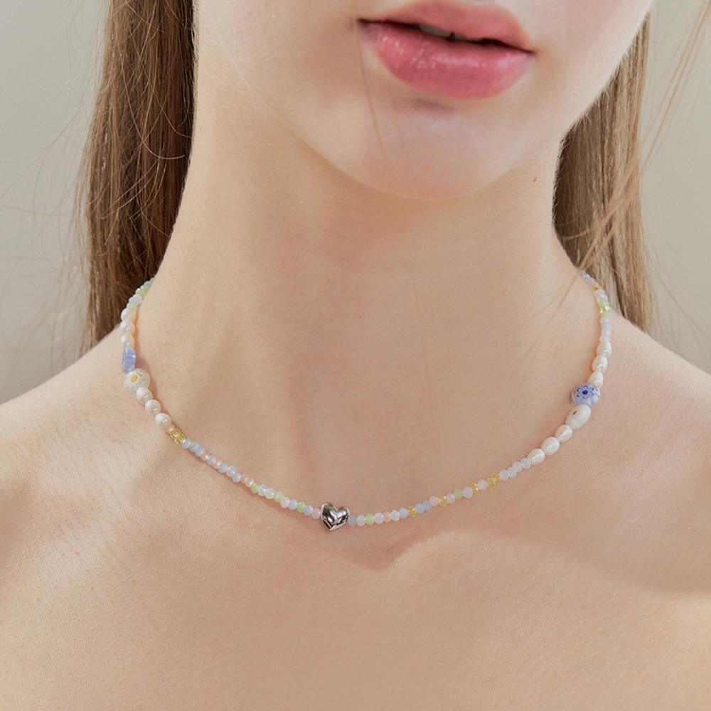 fiesta heart necklace (허윤진, 슈화 착용) 진주 비즈 하트 목걸이
