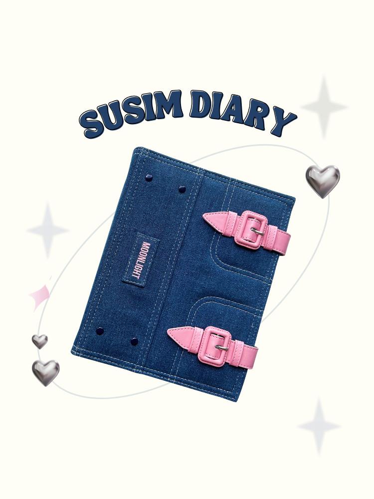 수심 Jeans Strap Diary 데님 스트랩 다이어리 콜렉트북 포켓 포카 A5 청