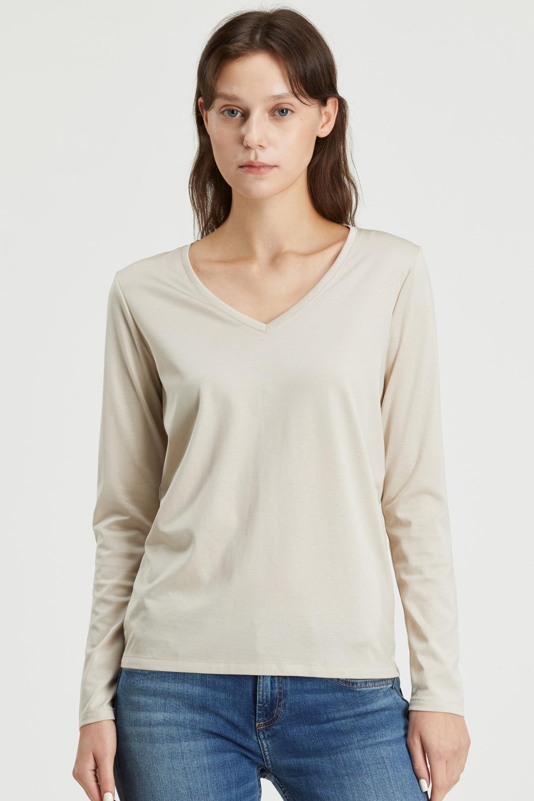 브이넥 클래식핏 긴소매 티셔츠 (WOMEN)