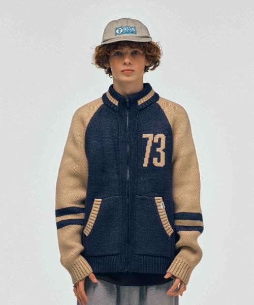 디스커스 애슬레틱(DISCUS ATHLETIC)  바시티 니트 집업 네이비 - 사이즈 & 후기 | 무신사