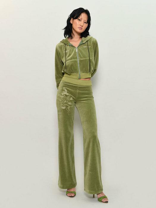 X Heeyajenny Tattoo Hoodie Zip-up OLIVE
