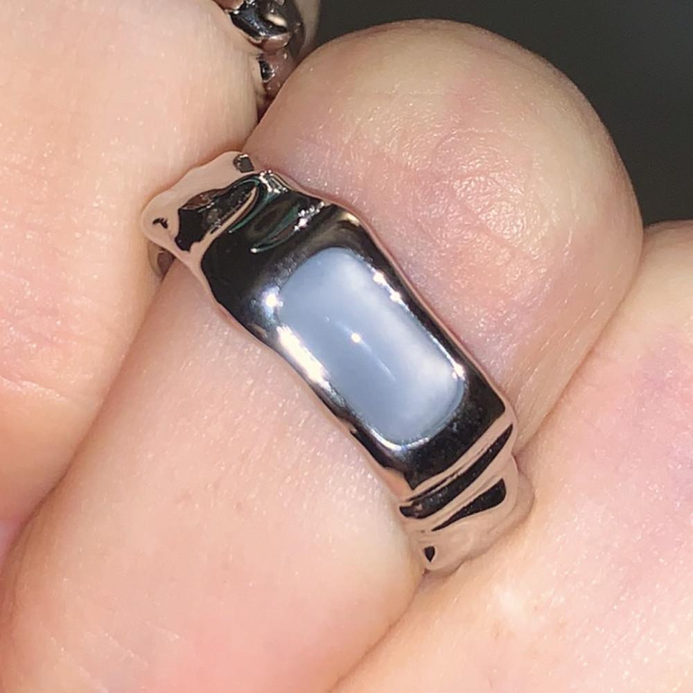 톤다운 블루 스퀘어 클라우드 실버925 반지