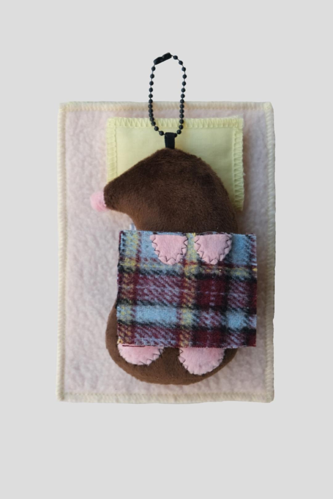 체크이불 두더지 키링(코스터 set)