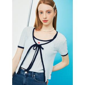 [게스진]ON2S5713 [POP] 여성 리본포인트 반팔 가디건