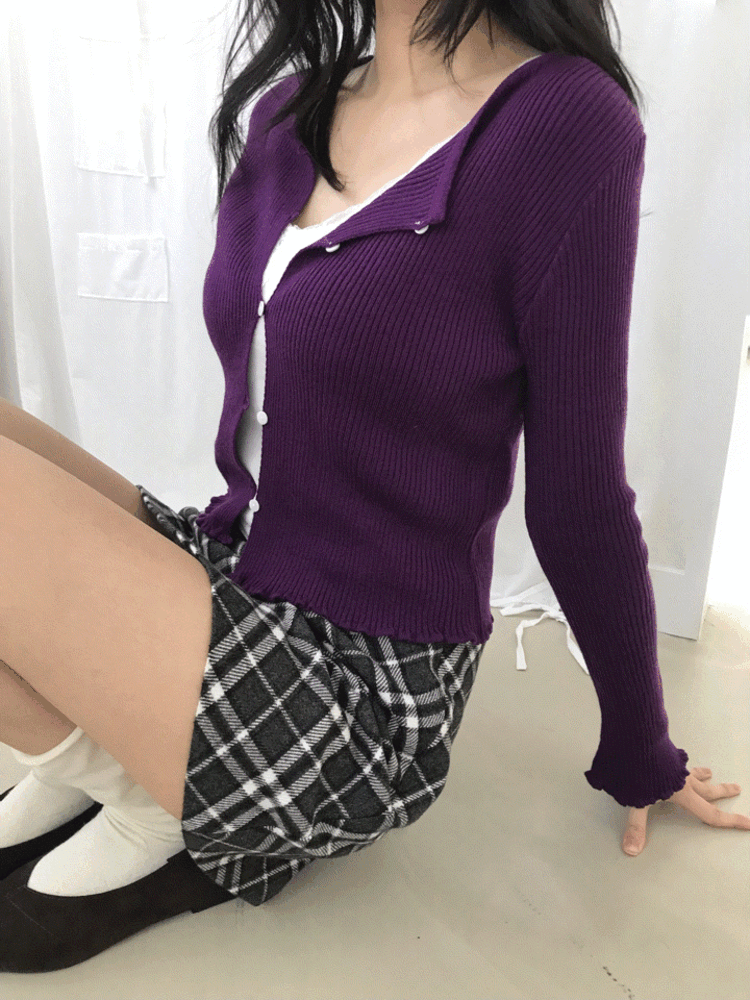 *재입고당일출고* 26ss PEARL BUTTON RIBBED CD 오픈프릴가디건,슬림가디건,크롭가디건,골지가디건,여리핏가디건,데이트룩,봄가디건