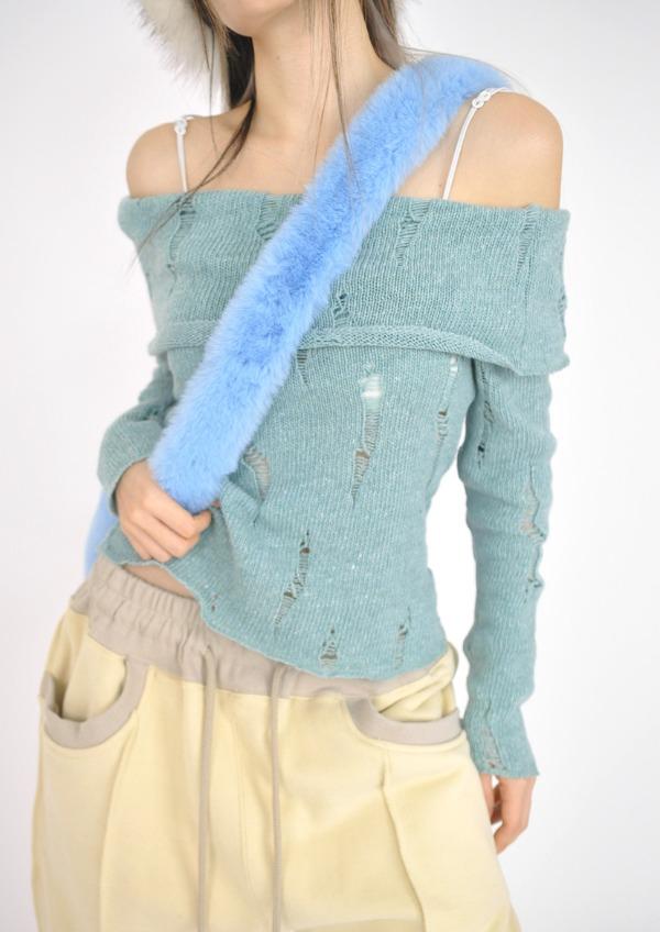 shabby off shoulder knit(3color)
