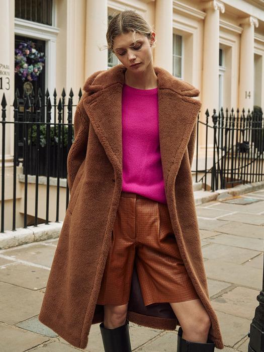 Wool Shearling Teddy Long Coat