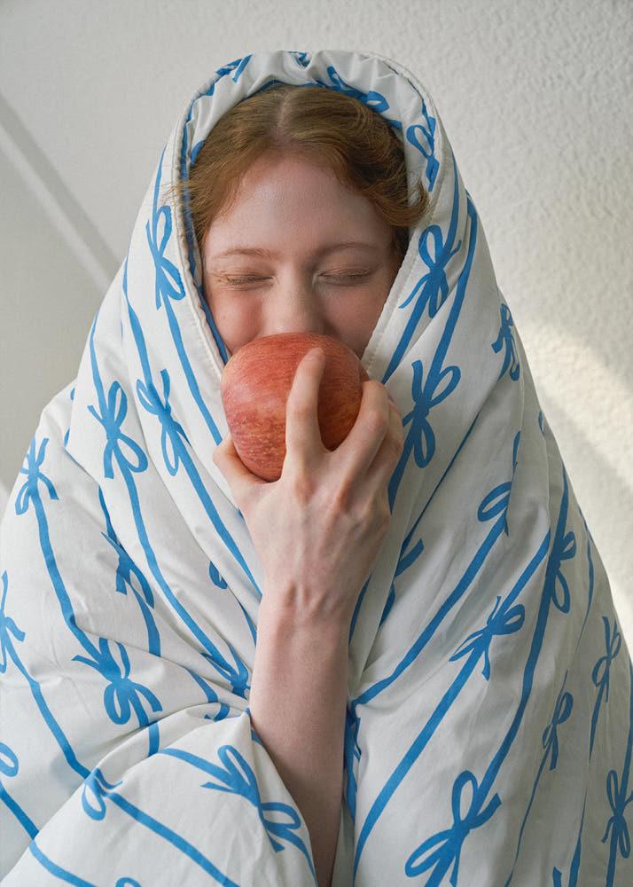 시그니처 리본 이불 커버 - 블루 (3 sizes)