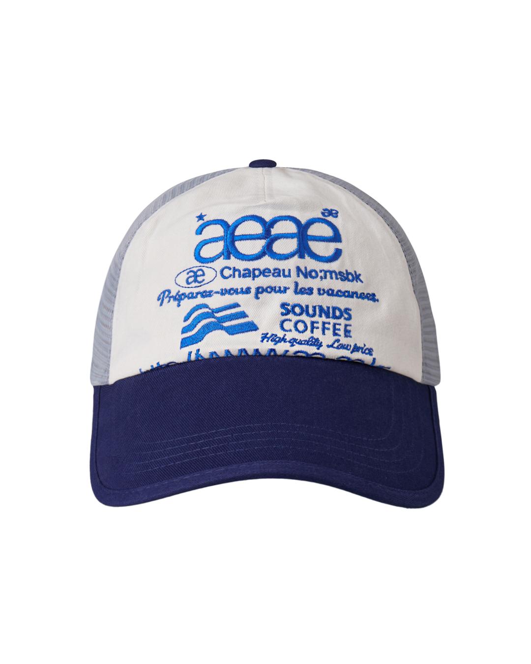 aeae x SOUNDS COFFE WEB LOGO MESH CAP [WHITE/BLUE]