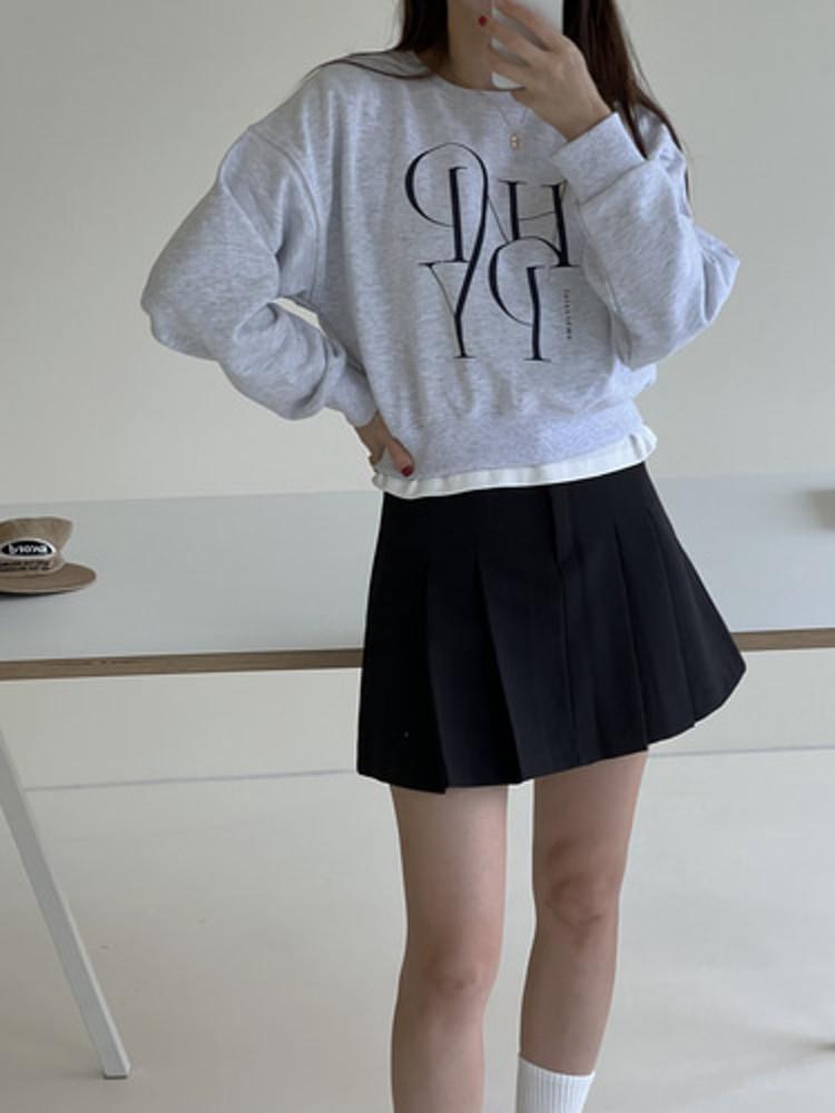 헤피 라운드넥 레터링 세미크롭 여성 맨투맨 3color