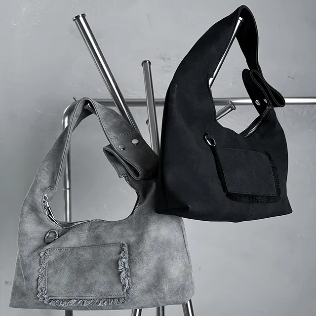 [twoway]Square stud suade shoulder bag, 2color*끈조절 가능*