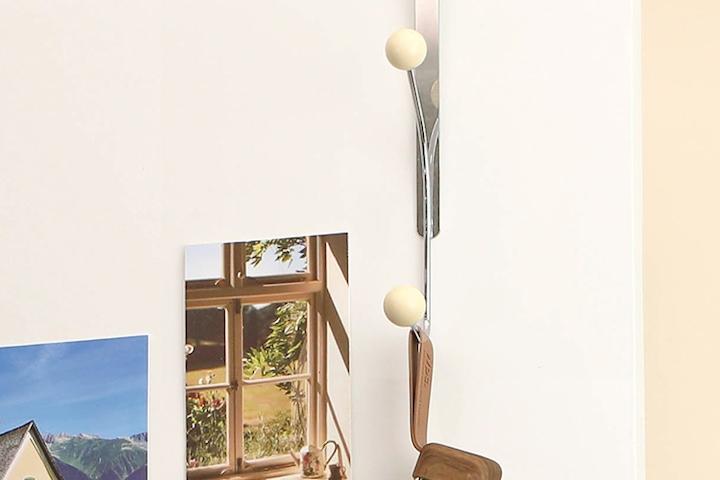 문걸이행거 모자 가방걸이 우드볼 스텐 도어행거 2구 (CRA0061)