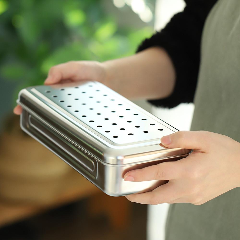 스텐 물빠짐 사각 수저함 뚜껑 수저보관함 타공 수저통