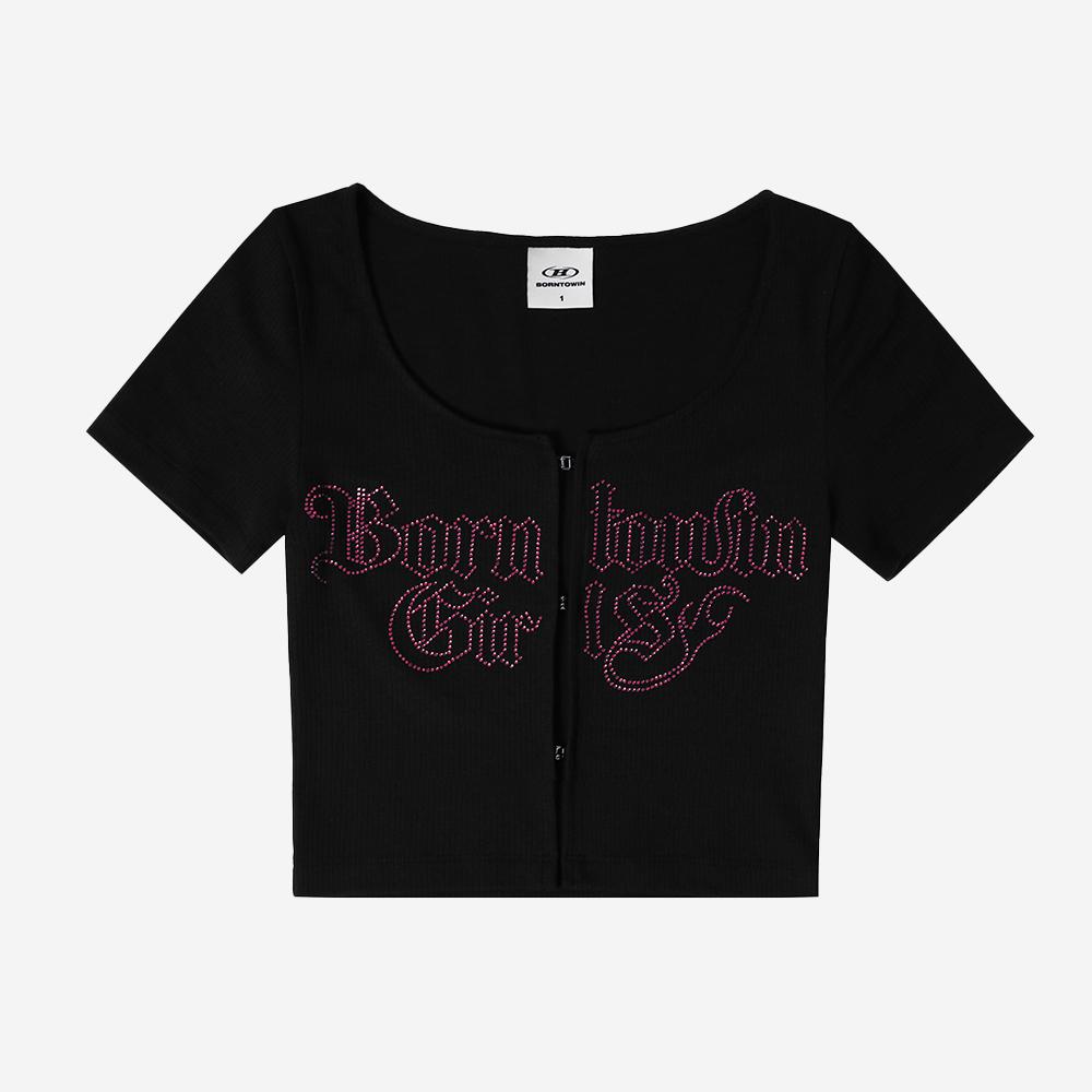 BORN TO WIN Sparkling B Girls Hook Cardigan Black