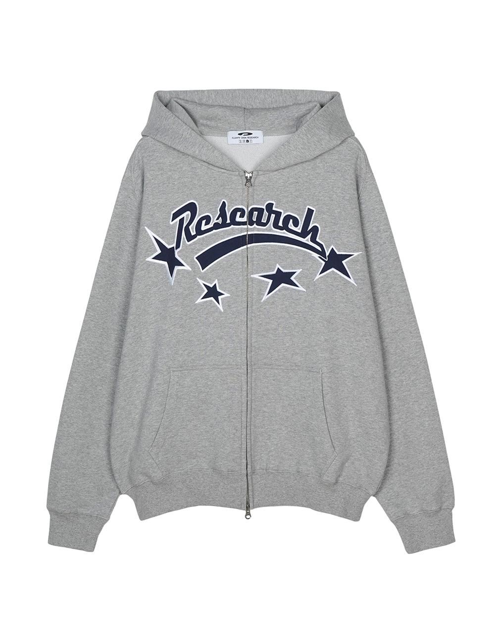 Star Logo Applique Hood Zip-Up M.Gray