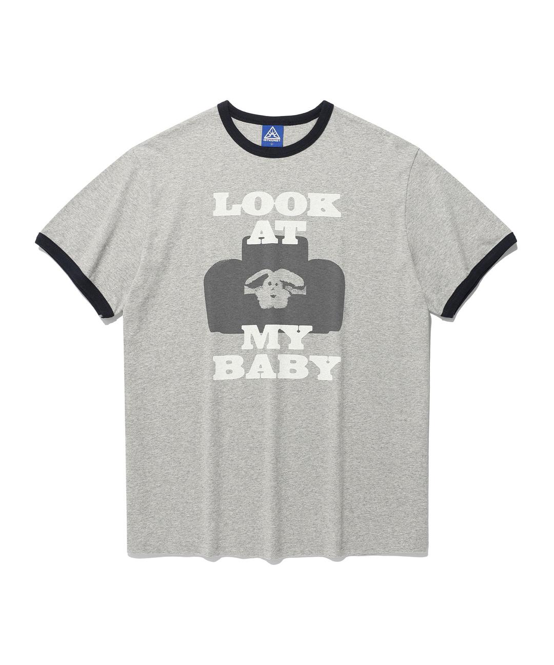 my baby basic ringer tee_grey